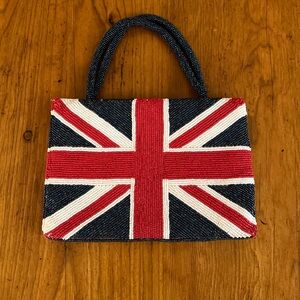 Vintage Valerie Stevens Beaded Union Jack Purse EUC